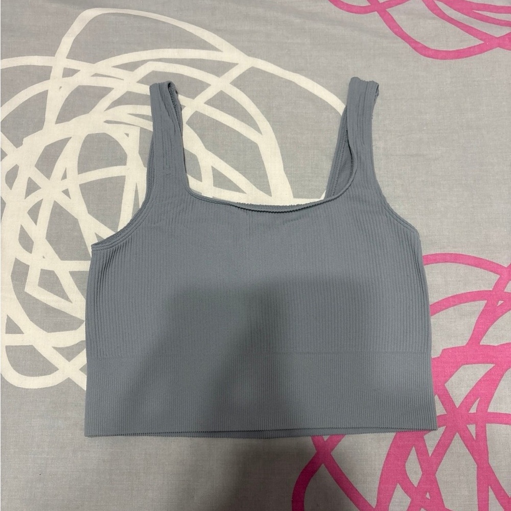 H&M Blue Gray Seamless Cropped Tank Top